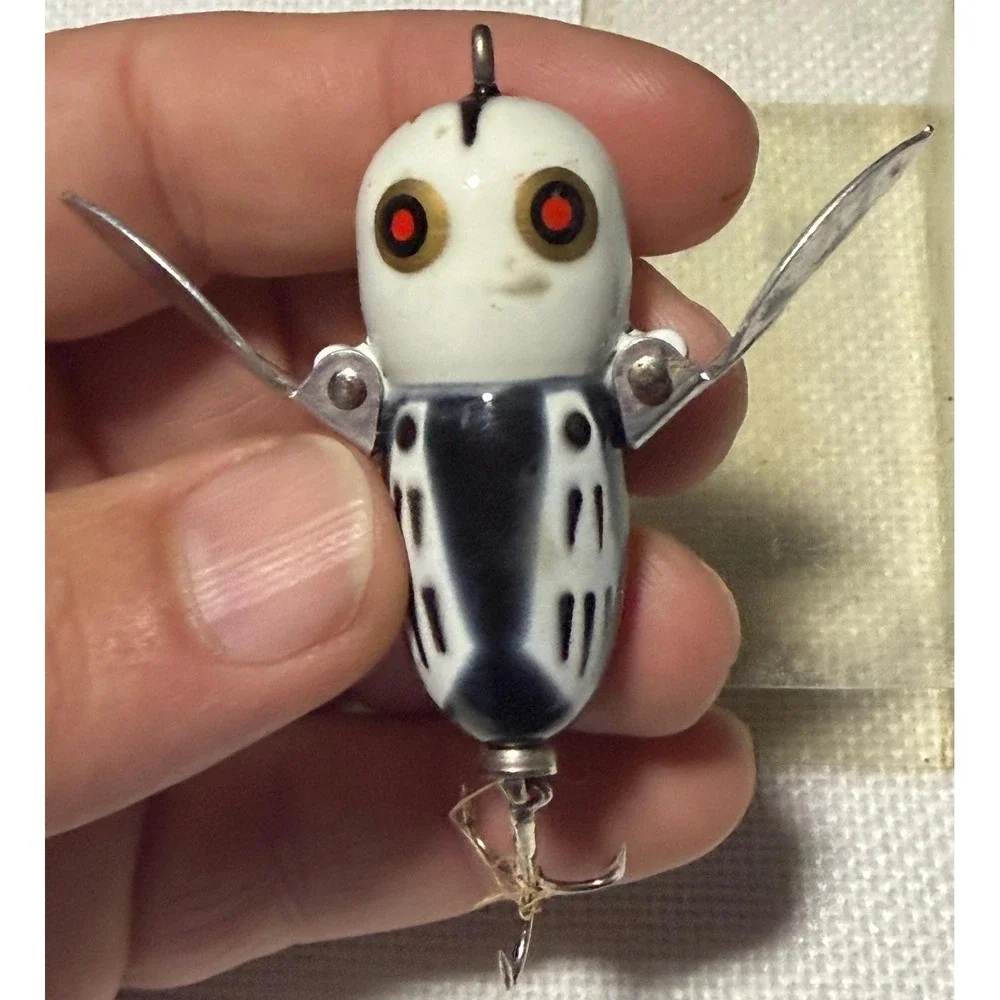 VTG Heddon Tiny Crazy Crawler 320 BWH Fishing Lure with Original Box Black White